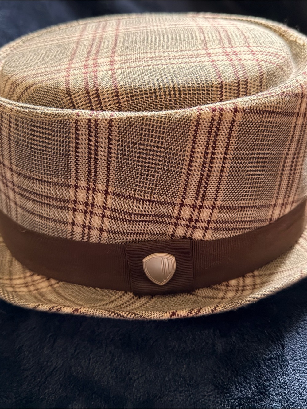 Ben Sherman Tan and Burgundy Plaid Hat